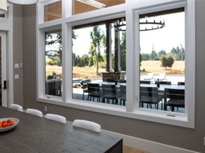 Cascade sliding glass door opening to a patio