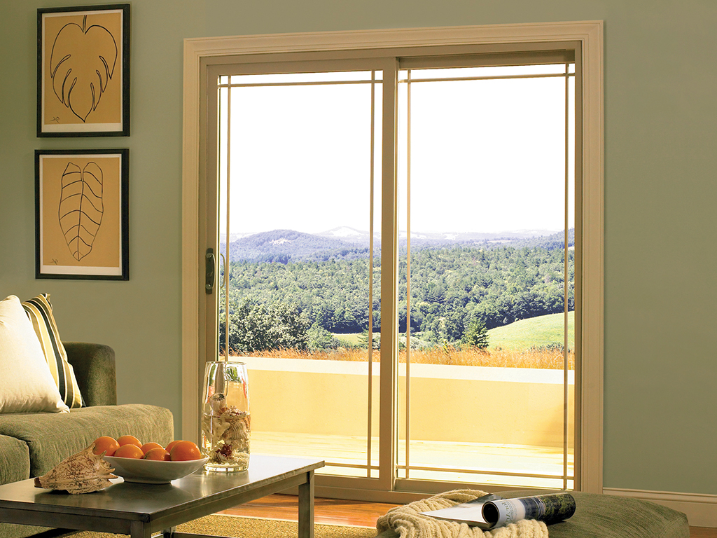 Patio doors opening onto an outdoor living space