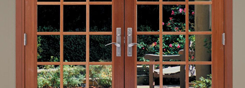 A row of modern interior and exterior doors