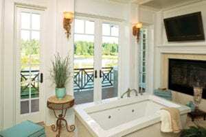 Fiberglass entry door with glass panels