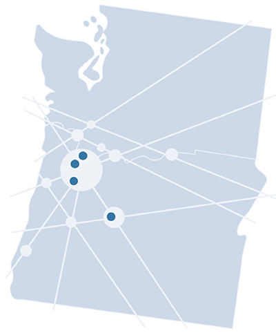 Map of the Lifetime Windows & Doors service area across Oregon and SW Washington