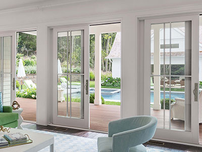 Marvin sliding patio doors opening to a deck