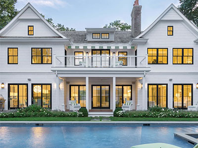 Living space with large Marvin windows