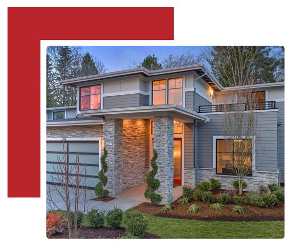 A newly built modern home with new siding