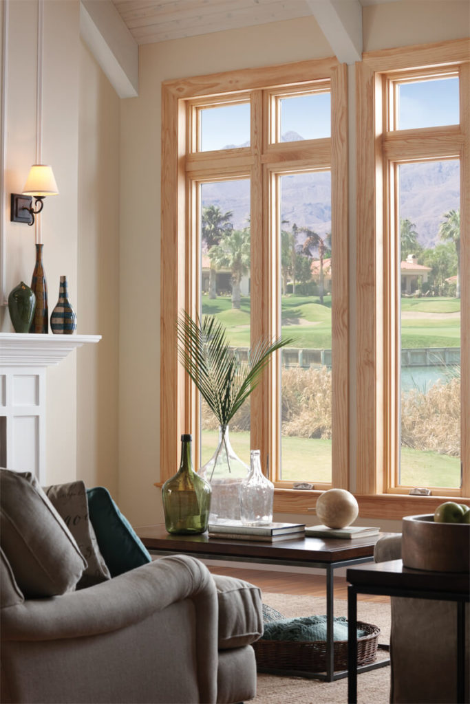 A bright, comfortable living room with energy efficient windows