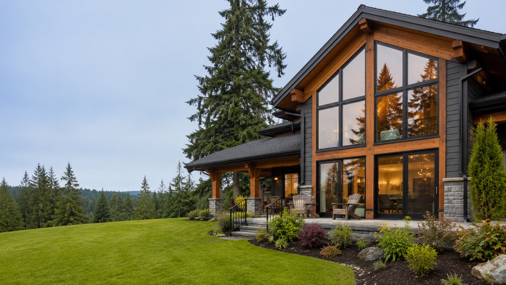 A modern home with large new windows